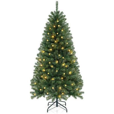 Lucktree 6ft Pre-Lit Christmas Tree, Artificial Hinged Xmas Tree with 200 Warm White LED Lights