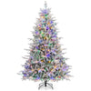 Lucktree 7ft Pre-Lit Snow Flocked Christmas Tree, Artificial Hinged Full Xmas Tree with 350 Multicolored LED Lights