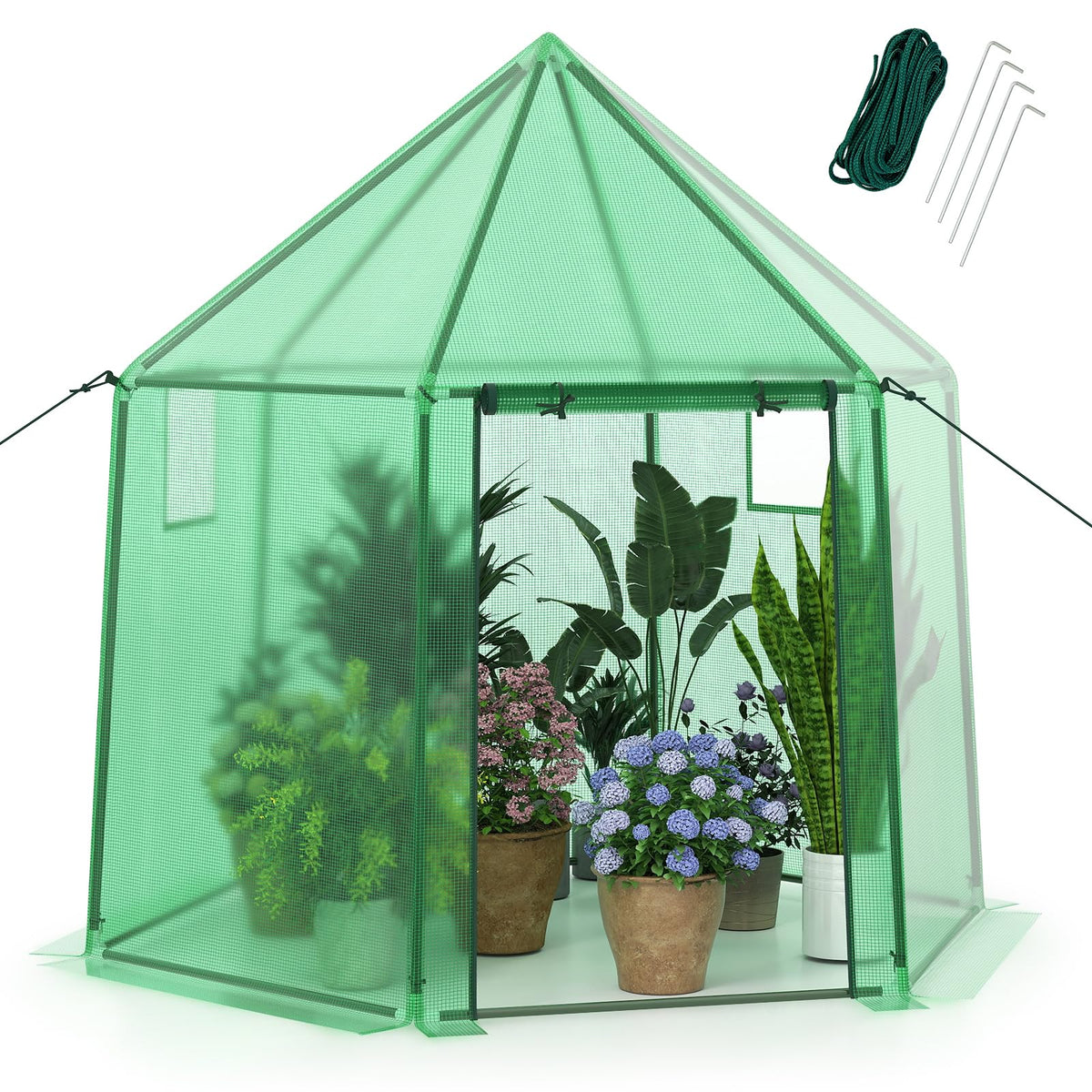 Lucktree 6.5 x 5.7 x 6.3 FT Greenhouse Portable Walk in Outdoor Hot House Tent