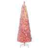Lucktree 6ft / 7ft Pink Slim Pencil Christmas Tree | Pre-lit Snow Flocked Artificial Skinny Xmas Tree