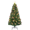 Lucktree Pre-Lit Fiber Optic Christmas Tree, Artificial Snowy Xmas Tree with Warm White LED Lights