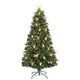 Lucktree Pre-Lit Fiber Optic Christmas Tree, Artificial Snowy Xmas Tree with Warm White LED Lights