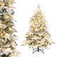Lucktree Pre-Lit Snow Flocked Christmas Tree, Artificial Hinged Xmas Tree with Branch Tips, PE & PVC Mixed Leaves