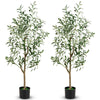 Lucktree 4.5ft Artificial Olive Tree, Tall Fake Potted Olive Silk Tree with Realistic Fruits, 2 Pack