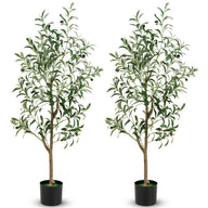 Lucktree 4.5ft Artificial Olive Tree, Tall Fake Potted Olive Silk Tree with Realistic Fruits, 2 Pack