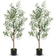 Lucktree 4.5ft Artificial Olive Tree, Tall Fake Potted Olive Silk Tree with Realistic Fruits, 2 Pack