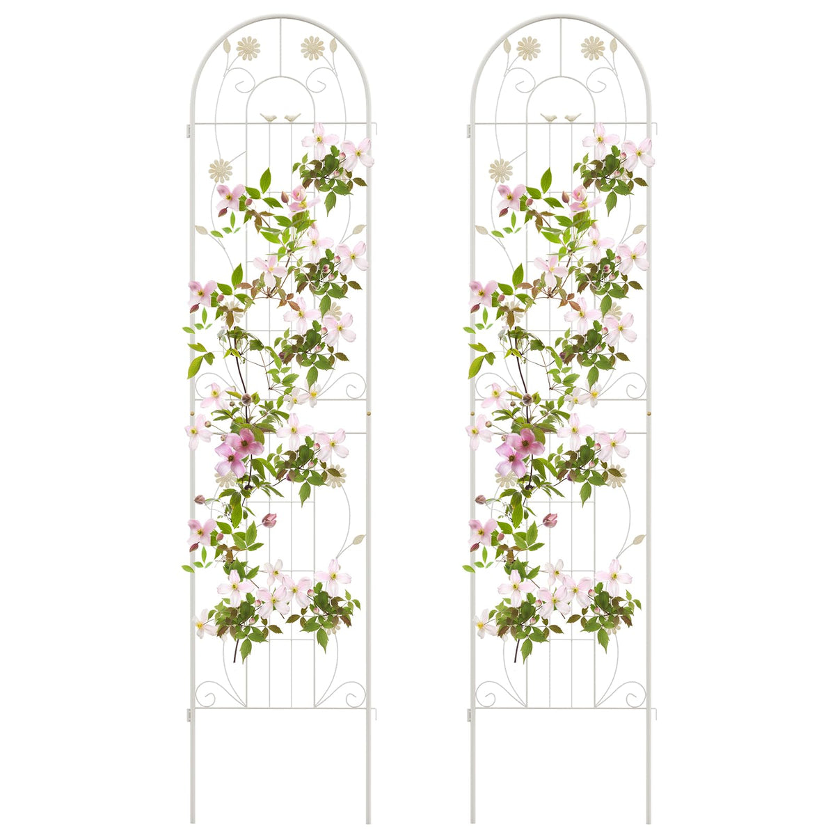 Lucktree Garden Trellis, Tall Galvanized Steel Trellis for Climbing Plants