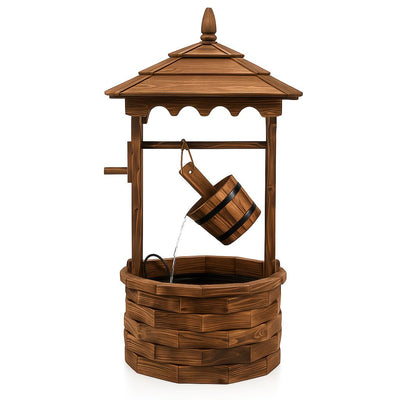 Lucktree Outdoor Wishing Well Water Fountain, 22.5" x 22.5" x 48.5"