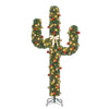 6ft Pre-Lit Artificial Cactus Christmas Tree with Sturdy Metal Stand, Artificial Xmas Tree with 90 LED Lights and Bowknot, Perfect for Home, Office, Shops and Hotels