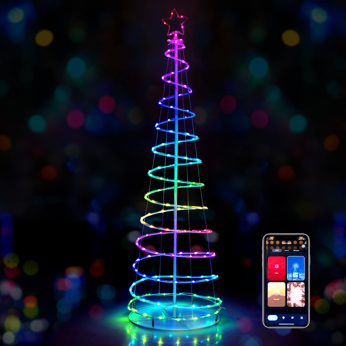 Lucktree 6 FT Spiral Christmas Tree, Outdoor Led Christmas Tree with 135 LED Lights - LucktreeUS