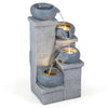 Lucktree 4-Tier Water Fountain Outdoor with Warm LED Lights & Pump