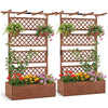Lucktree 72" Wooden Raised Garden Bed with Trellis w/Privacy Screen Roof