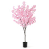 Lucktree 6.5FT Artificial Cherry Blossom Tree, Pink Fake Flower Tree, Faux Floral Plant Blooming Tree in Cement Pot