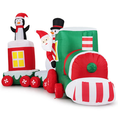 Lucktree 11.5 Ft Christmas Inflatable Train with Santa Snowman Penguin