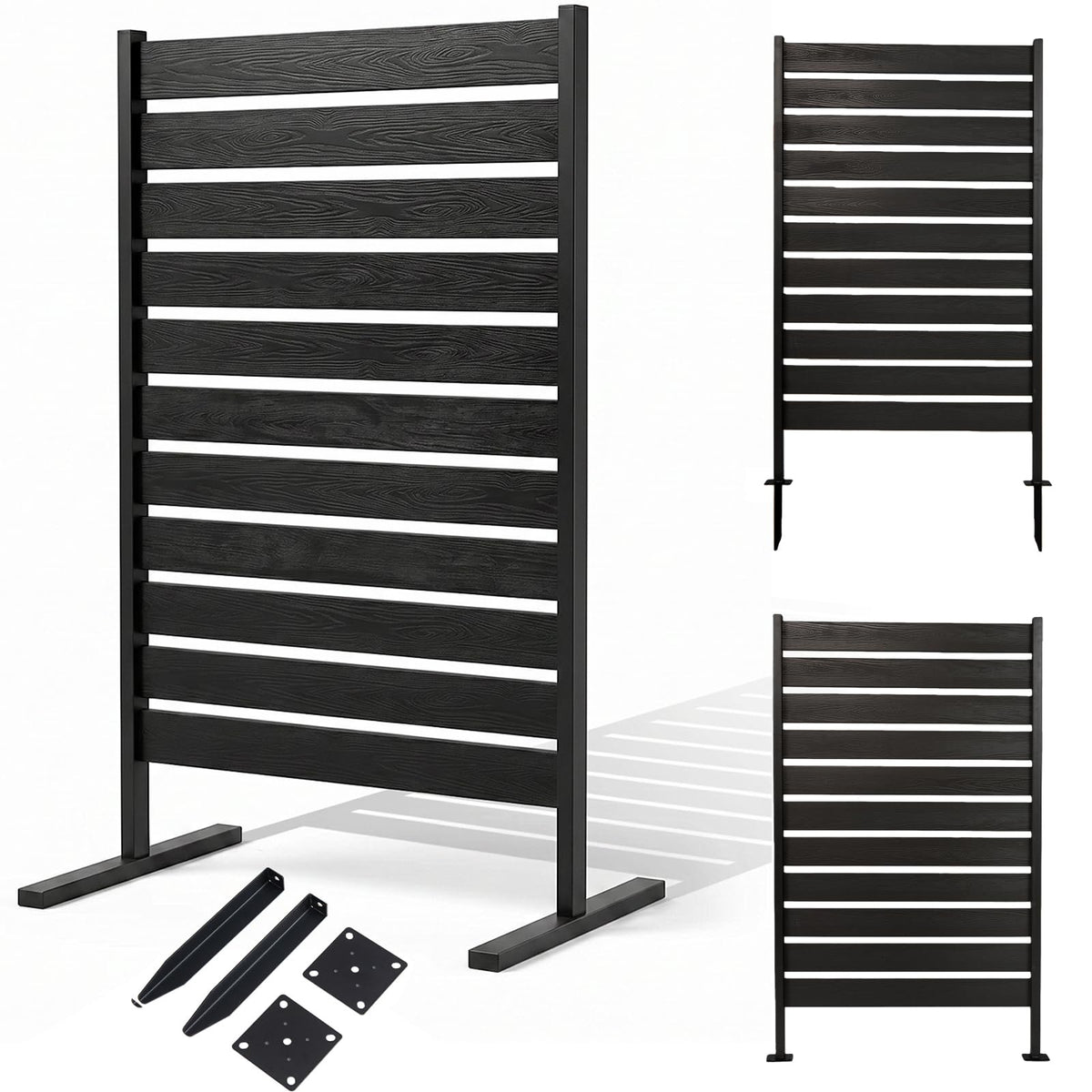Lucktree 37" W x 61" H Outdoor Privacy Fence Screen with Ground Stakes & Base Feet (1/2)