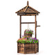Lucktree Rustic Wooden Wishing Well Planter with Hanging Bucket, Roof Shadow