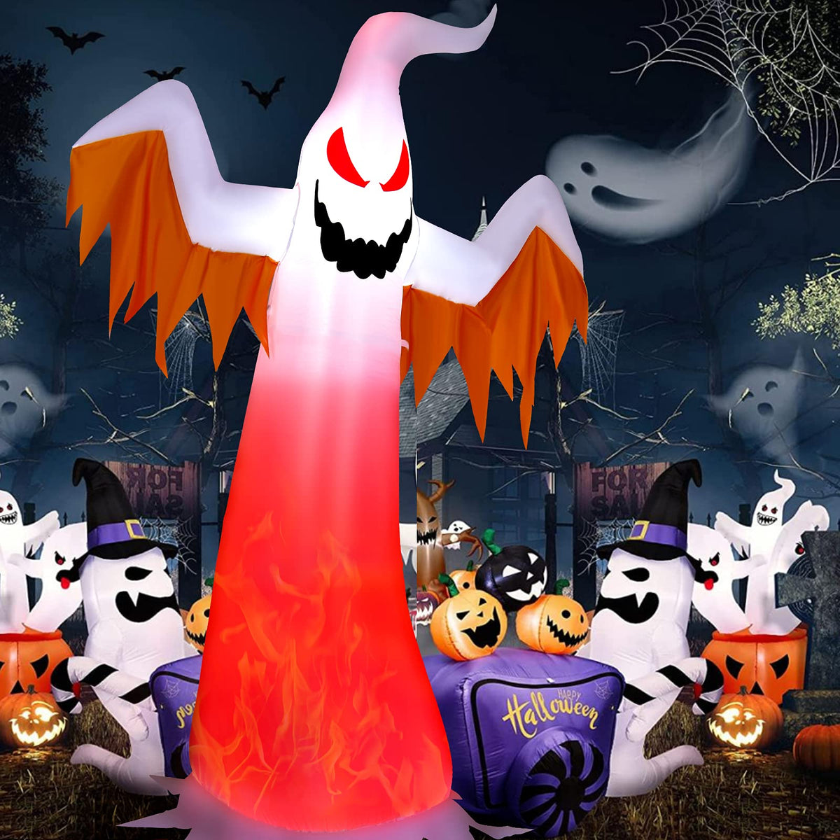 Lucktree Halloween Decorations, Halloween Inflatable Ghost With Led Lights