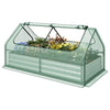 Lucktree Galvanized Steel Raised Garden Bed with Mini Greenhouse, Outdoor Metal Planter Box Kit with Large Roll-up Cover