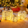 Lucktree Set of 3 Christmas Lighted Gift Boxes, 90 LED Light up Present Boxes with Bows