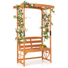 Lucktree Garden Arbor with Bench - Wooden Garden Arch Trellis for Climbing Plants Vines, 2-Person Outdoor Bench