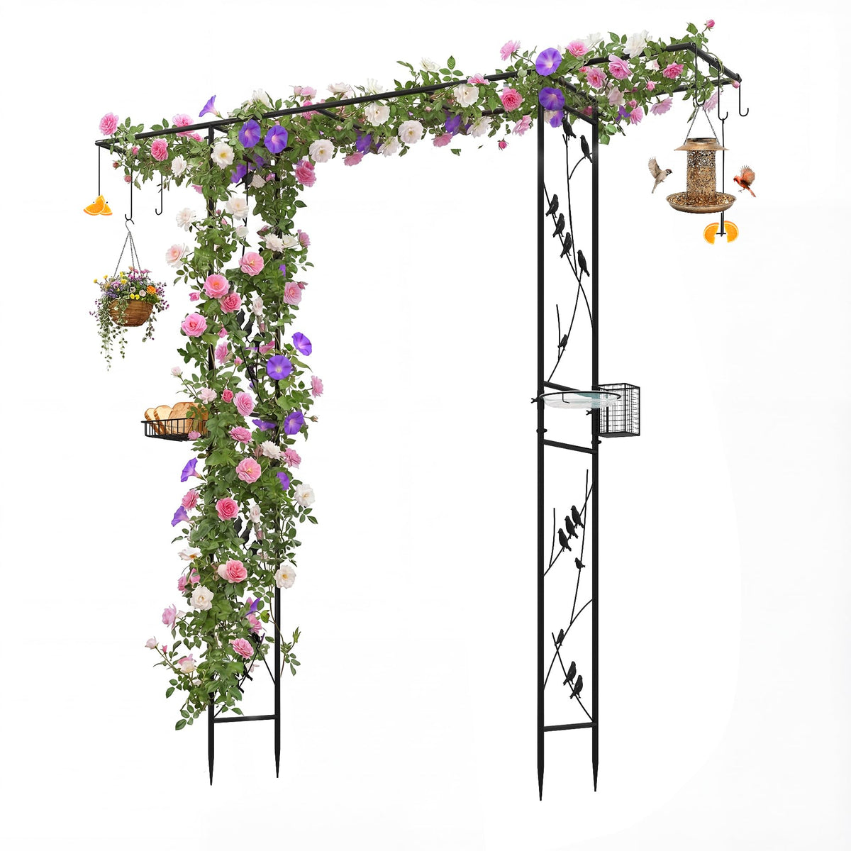 Lucktree 84'' Garden Arbor with Bird Feeding Station