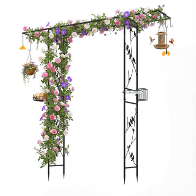 Lucktree 84'' Garden Arbor with Bird Feeding Station