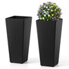 Lucktree Set of 2 Rattan Tall Plant Pots with Detachable Plastic Liners