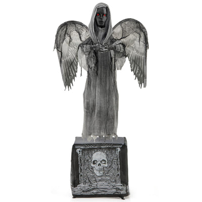 Lucktree 5.5 FT Halloween Animated Praying Angel Statue with Light Up Eyes & Shaking Wings