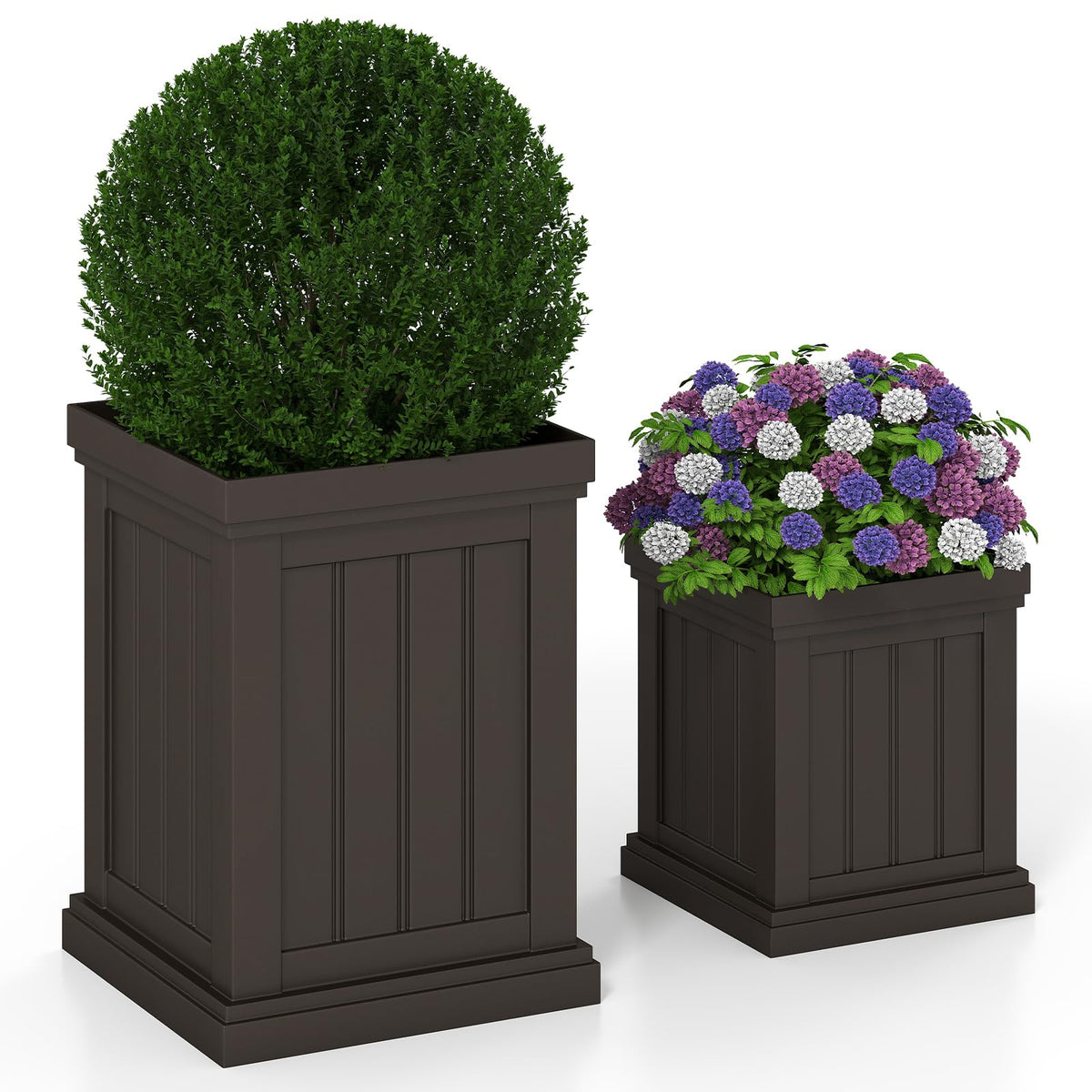 Lucktree 19" Large & 13” Small Flower Pots with Drainage Holes & Nesting Design