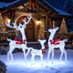 Lucktree 3-Piece Christmas Lighted Iridescent Reindeer Family Set with 215 Cold White LED Lights and Ground Stakes