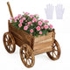 Lucktree Wood Wagon Planter Rustic Rolling Flower Pot Stand