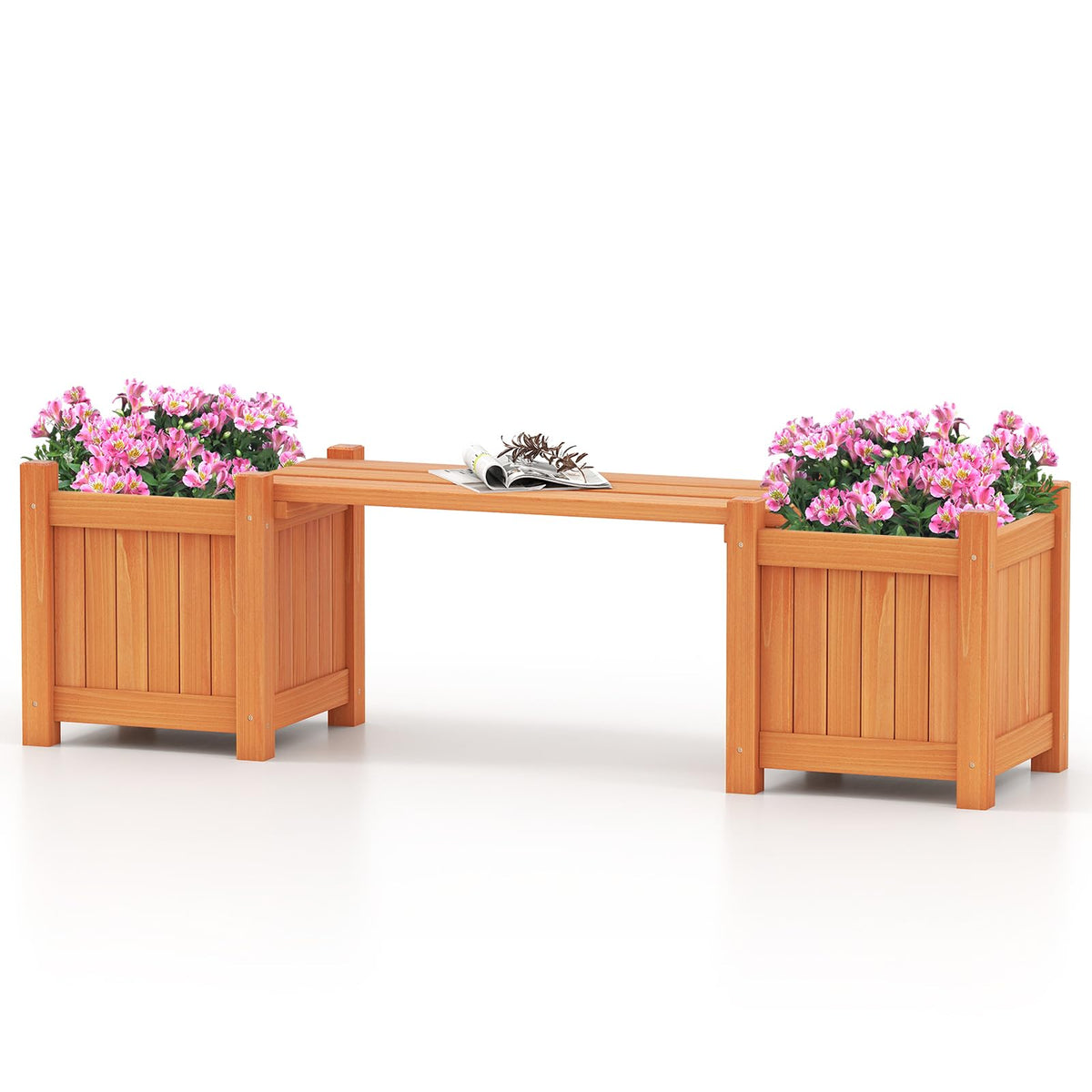 Lucktree Outdoor Bench with Raised Garden Beds (42"x11"x11.5")