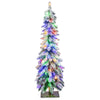 Lucktree Pre-Lit Flocked Pencil Christmas Tree Artificial Slim Xmas Tree