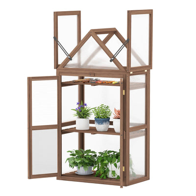 Lucktree Garden Cold Frame Mini Greenhouse Storage Shelves