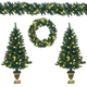 Lucktree Pre-lit Holiday Christmas 4-Piece Set, Christmas Garland - LucktreeUS