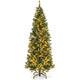 Lucktree 9ft Pre-Lit Artificial Pencil Christmas Tree, Hinged Slim Xmas Tree with 500 Warm-White LED Lights