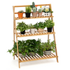 Lucktree 3 Tier Folding Storage Shelf, Bamboo Ladder Plant Stand