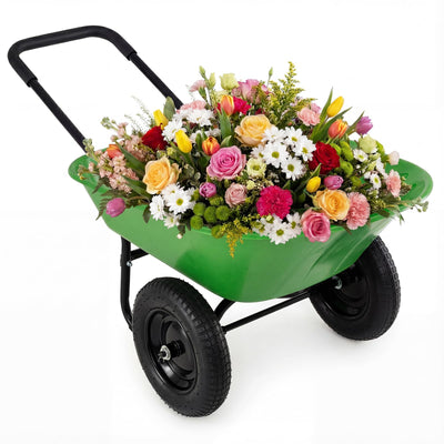 Lucktree Dual-Wheel Garden Cart for Outdoor Yard Lawn Gardening Construction Use