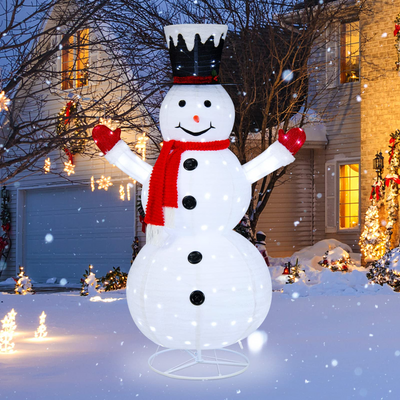 Lucktree 6 FT Lighted Christmas Snowman, Outdoor Pop-up Snowman Figure w/200 Lights