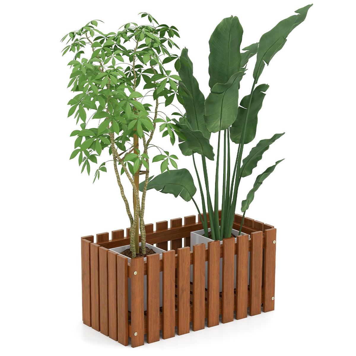 Lucktree Slat Style Planter Box Wood Raised Garden Bed for Growing Vegetables Flowers Herbs