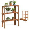 Lucktree 3-Tier Foldable Solid Wood Indoor Outdoor Flower Pot Display Rack
