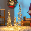 Lucktree Set of 3 Large Christmas Cone Trees, 32” 24” 16” Indoor Christmas Trees w/Warm White LED Lights