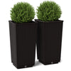 Lucktree Set of 2 Outdoor Wicker Flower Pot, 23 Inch Tall Planters with Drainage Hole, Self-Watering Tray