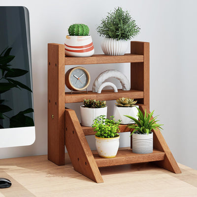 Lucktree Plant Stand for Desk 4-Tier Small Tabletop Ladder Shelf for Succulents