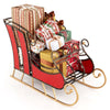 Lucktree Metal Christmas Santa Sleigh Basket, Xmas Festival Holiday Decorative Santa’s Sleigh with 2-Tier Storage Shelf