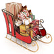 Lucktree Metal Christmas Santa Sleigh Basket, Xmas Festival Holiday Decorative Santa’s Sleigh with 2-Tier Storage Shelf