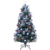 Lucktree Pre-lit Fiber Optic Christmas Tree, Artificial Snowy Xmas Tree with 49 Cool White LED Lights