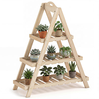 Lucktree 3-Tier Plant Stand Indoor | 28.5" Wood Flower Pot Plant Display Shelf