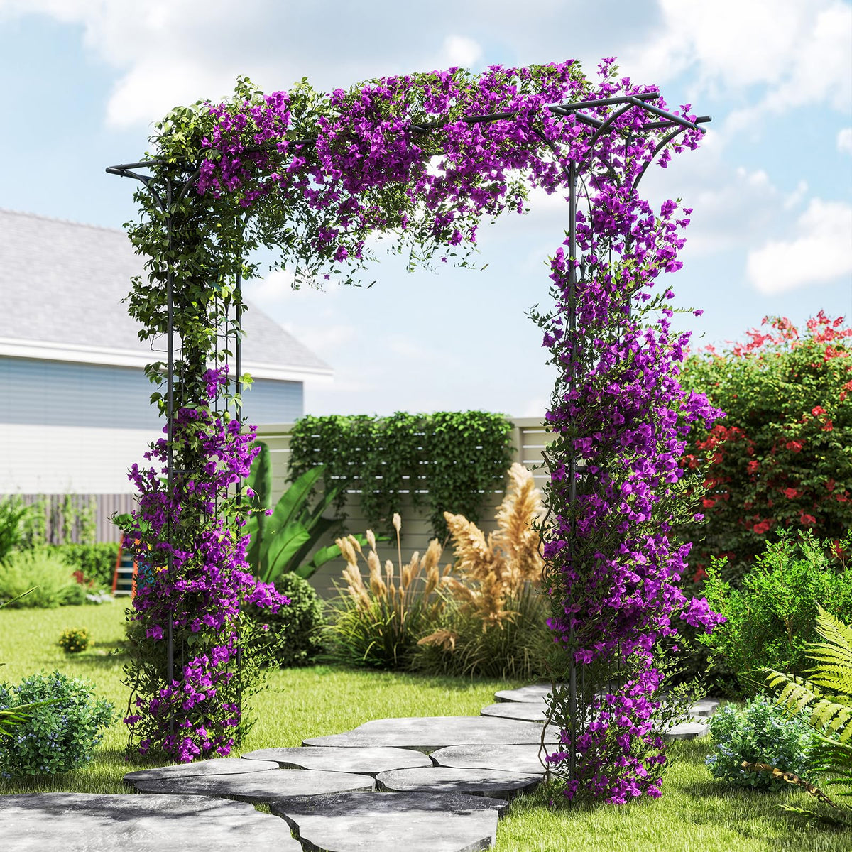 Lucktree Metal Garden Arbor with Trellis