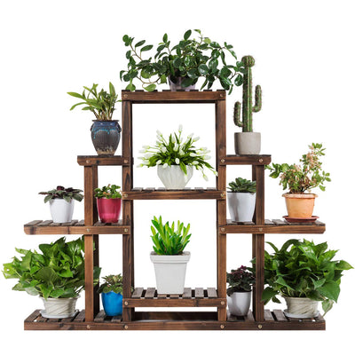 Lucktree Flower Rack Wood Plant Stand Wood Shelves Bonsai Display Shelf